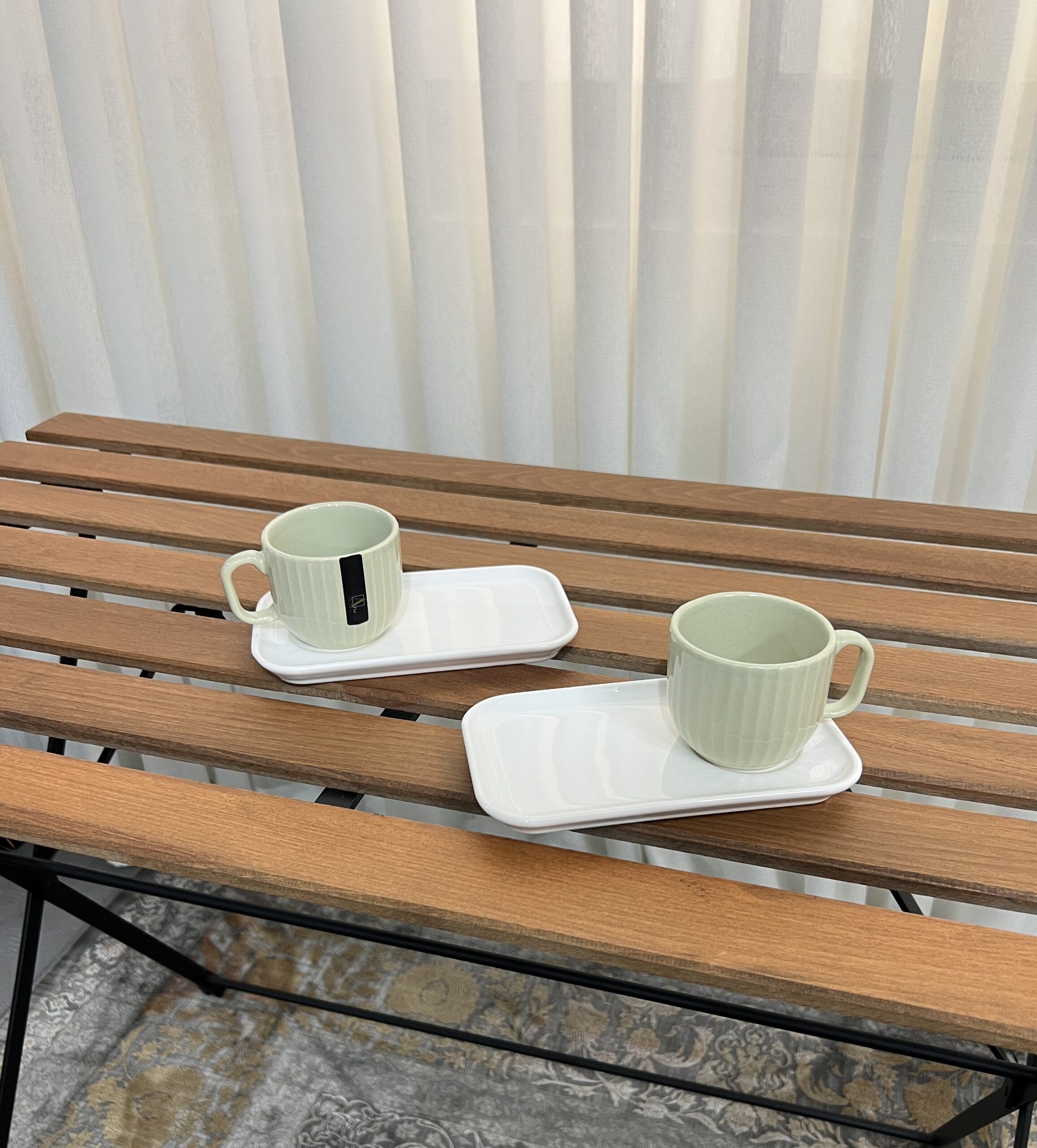 فنجان نعلبکی شیاردار سرامیکی آرتا