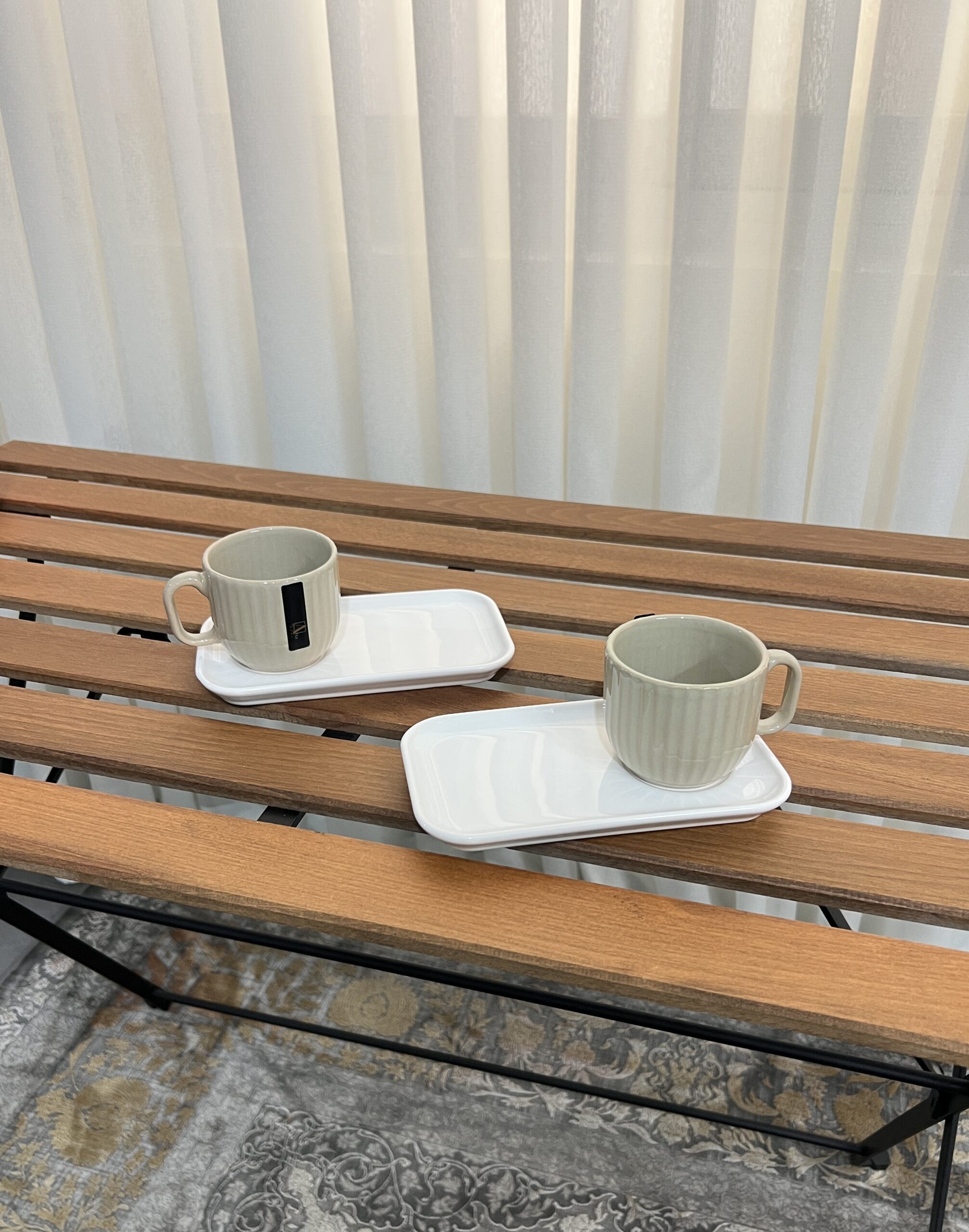 فنجان نعلبکی شیاردار سرامیکی آرتا