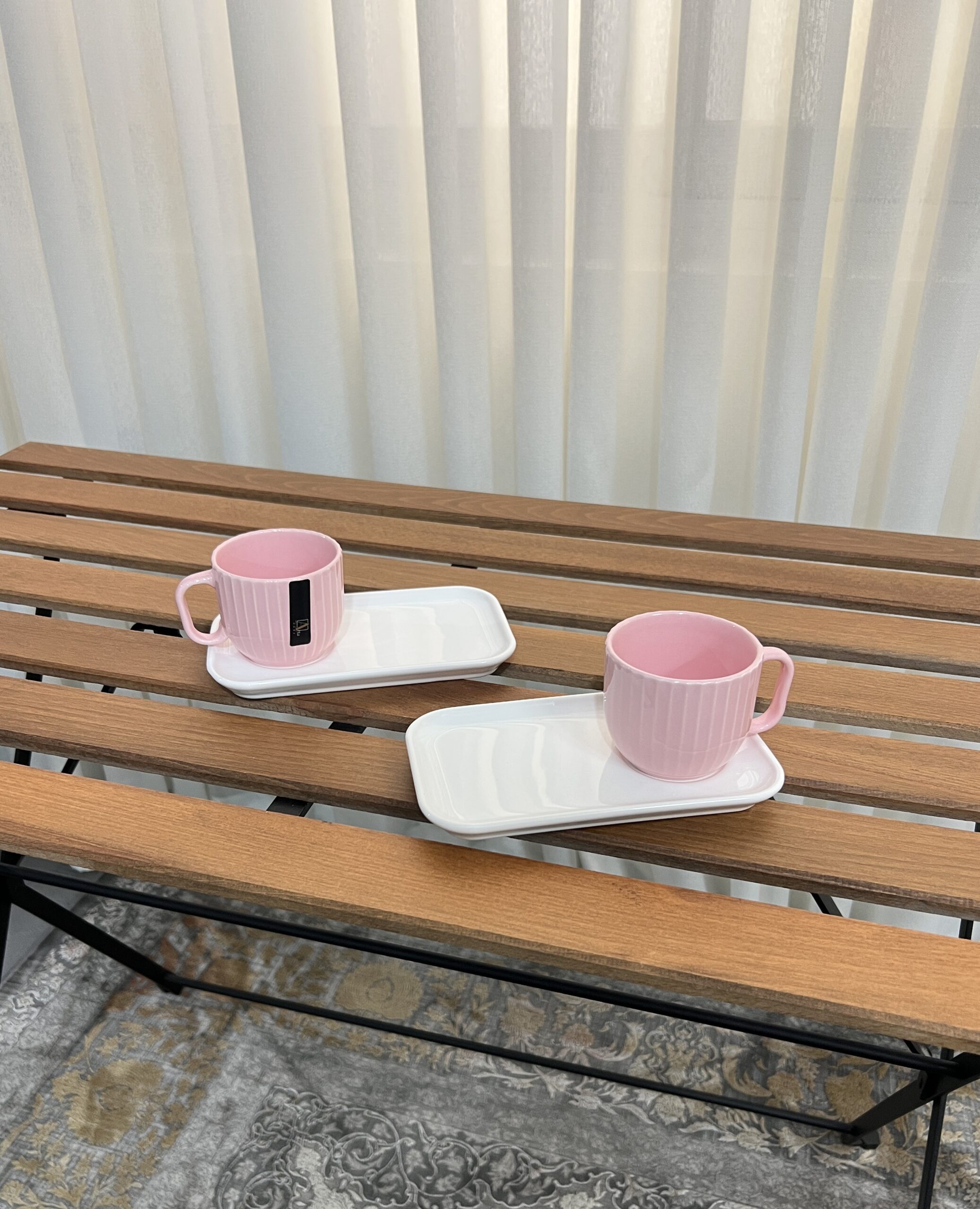 فنجان نعلبکی شیاردار سرامیکی آرتا