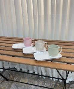 فنجان نعلبکی شیاردار سرامیکی آرتا